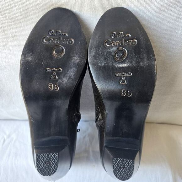 Calleen Cordero Women's Leather Heel Peep Toe Ankle Boots Olive Green Size 8.5 - Picture 6 of 9